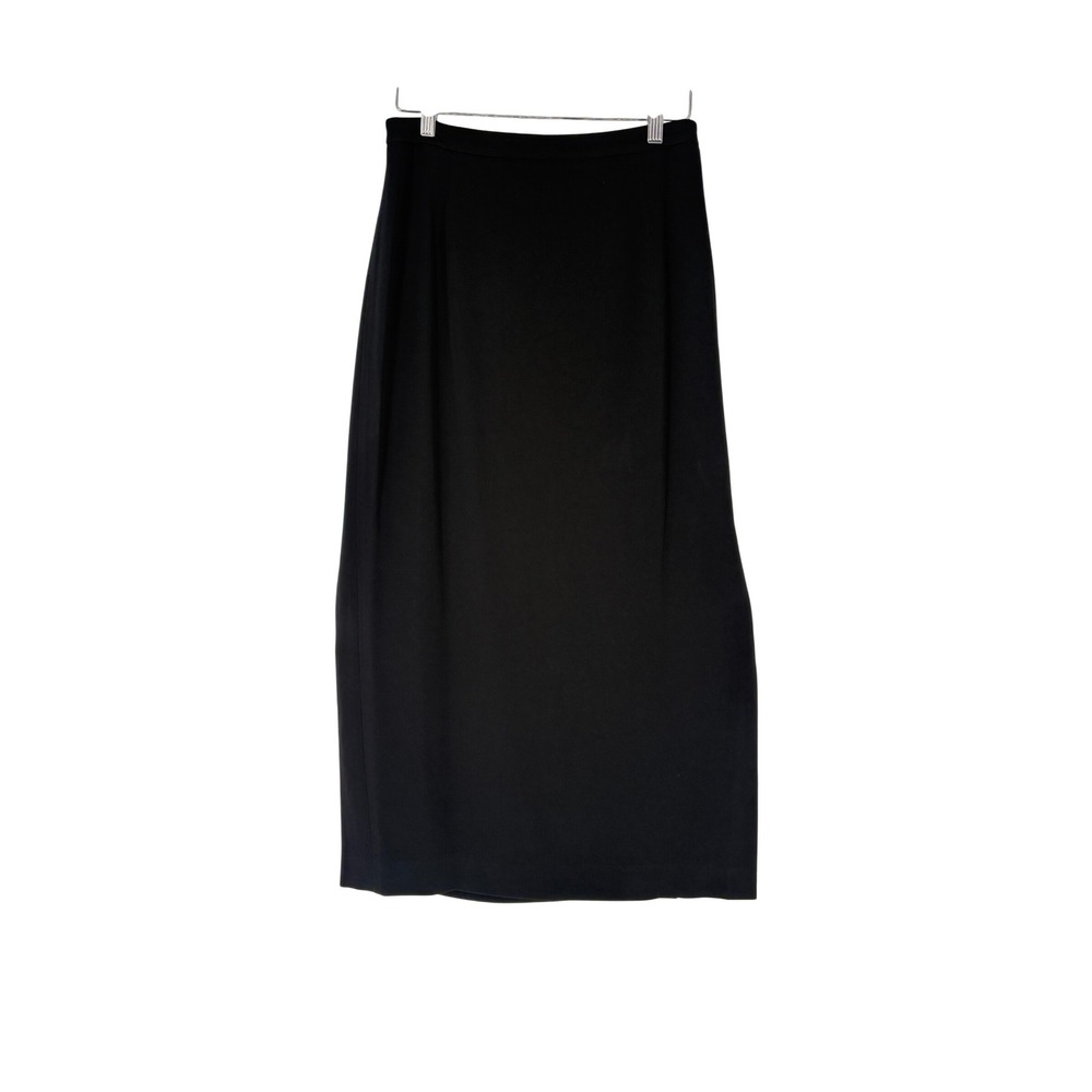 Gianni Essentials Black Maxi Skirt High Waist Slit Career Made in USA‎ 12
